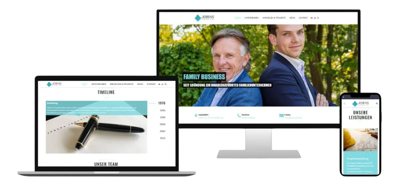 JEBENS, Ansicht der Website