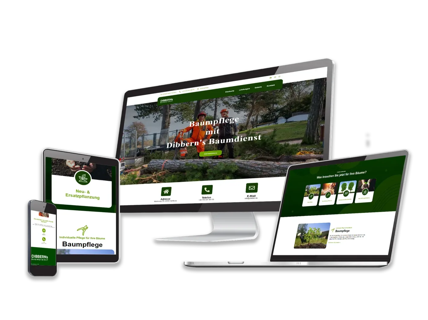 DIBBERNS BAUMDIENST, Ansicht der Website