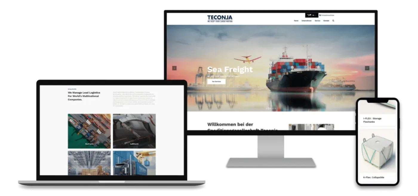 TECONJA, Ansicht der Website