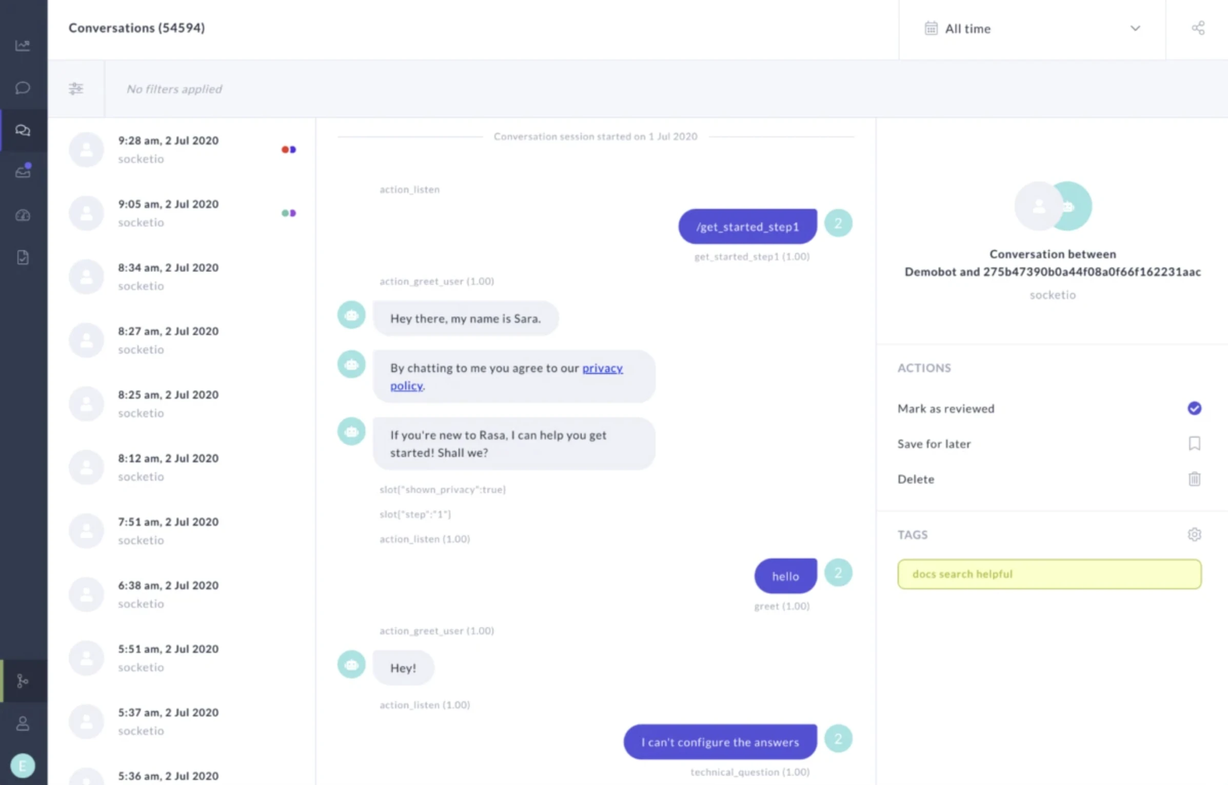 Oberfläche einer Open-Source-Plattform für Conversational AI