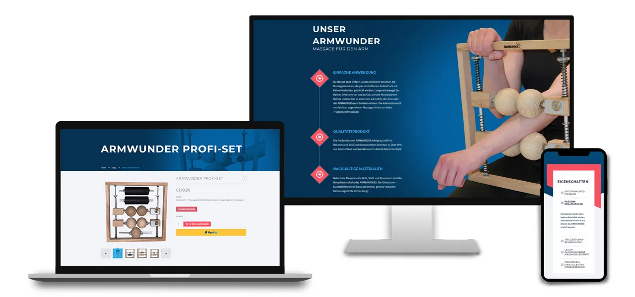 Website von Armwunder, umgesetzt von ADence