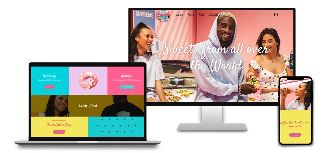 Website von Candyworld, umgesetzt von ADence