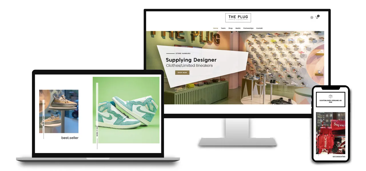 Website des Plug Store, umgesetzt von ADence