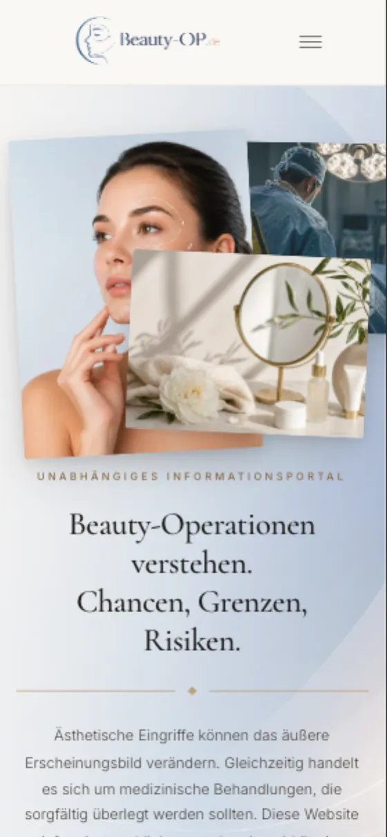 Beauty-OP, Ansicht auf dem Smartphone