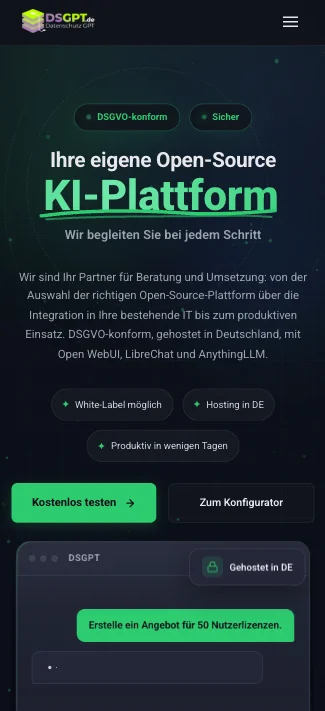 DSGPT, Ansicht auf dem Smartphone