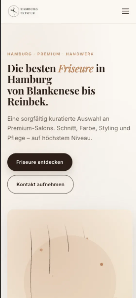 Friseur Hamburg, Ansicht auf dem Smartphone