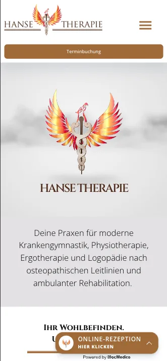 Hanse Therapie, Ansicht auf dem Smartphone