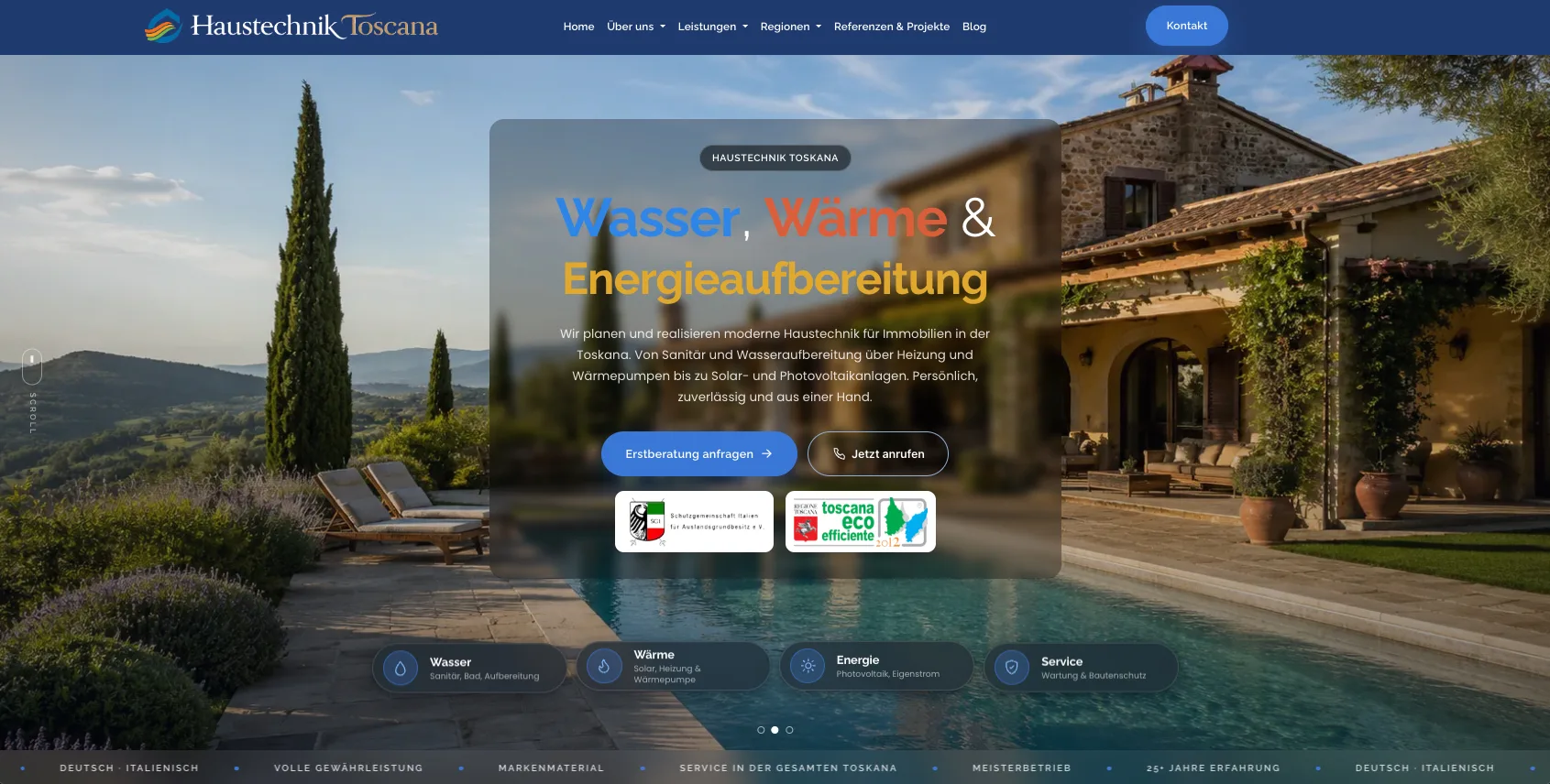 HAUSTECHNIK TOSCANA, Ansicht am Rechner