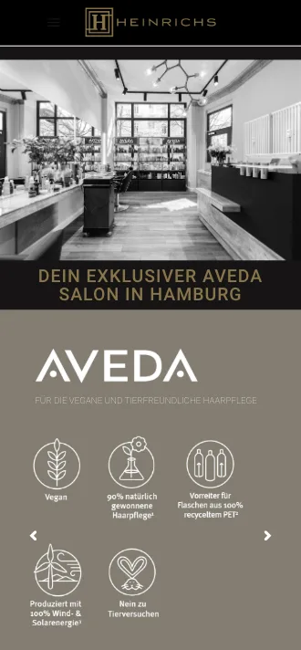 HEINRICHS SALON, Ansicht auf dem Smartphone