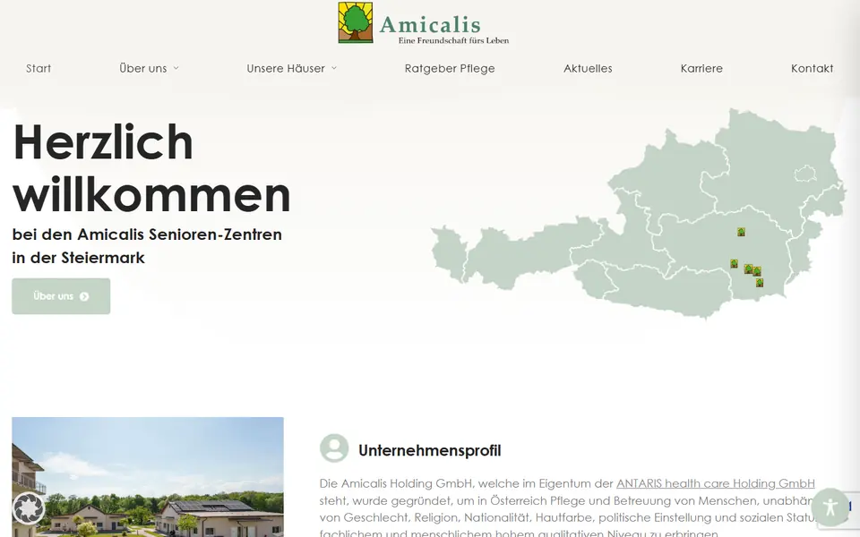 Website von Amicalis Holding GmbH