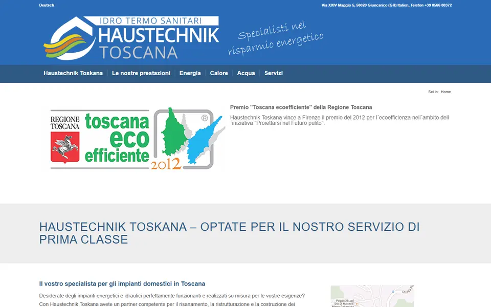 Website von Haustechnik Toscana