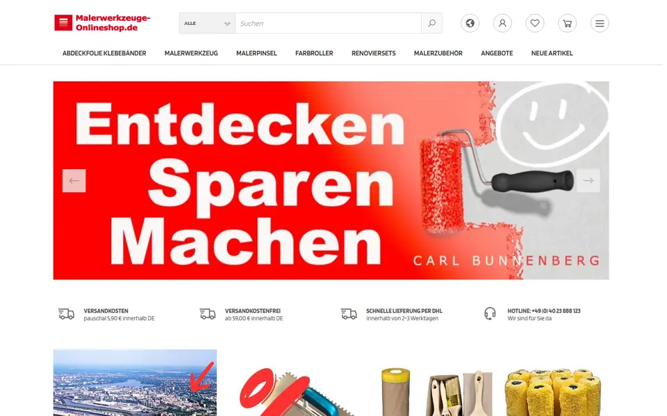 Website von Malerwerkzeuge-Onlineshop