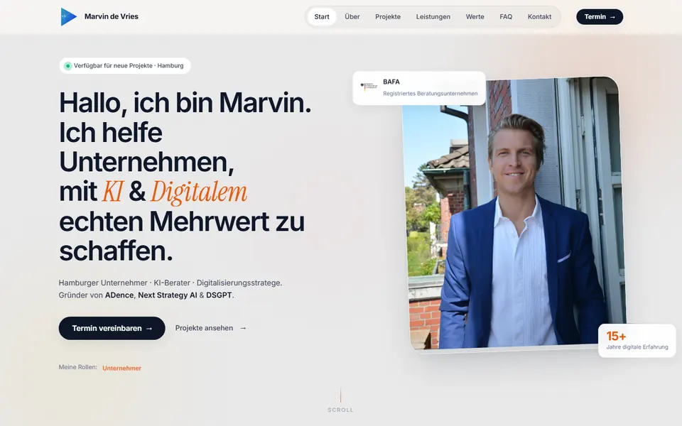 Website von Marvin de Vries