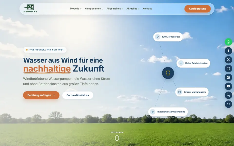 Website von PE Windwasserpumpe