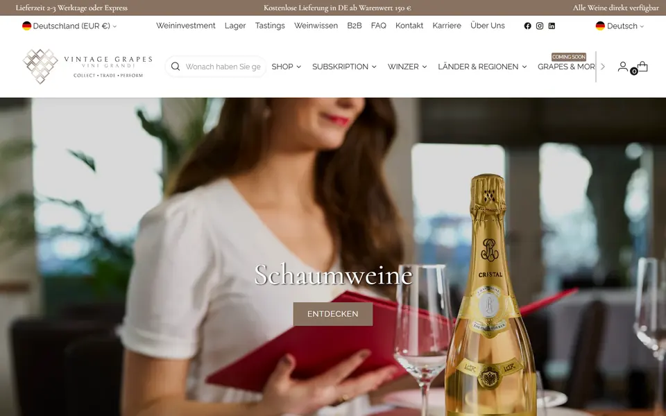Website von Vintage Grapes