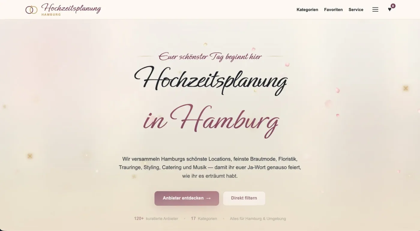 Hochzeitsplanung Hamburg, Ansicht am Rechner