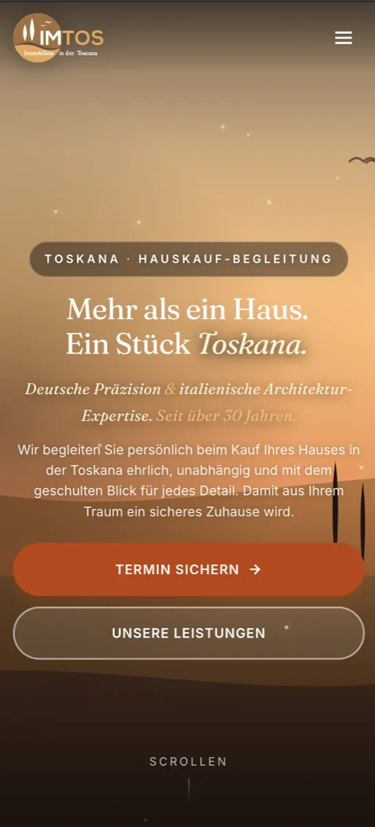 Immobilien Toskana, Ansicht auf dem Smartphone