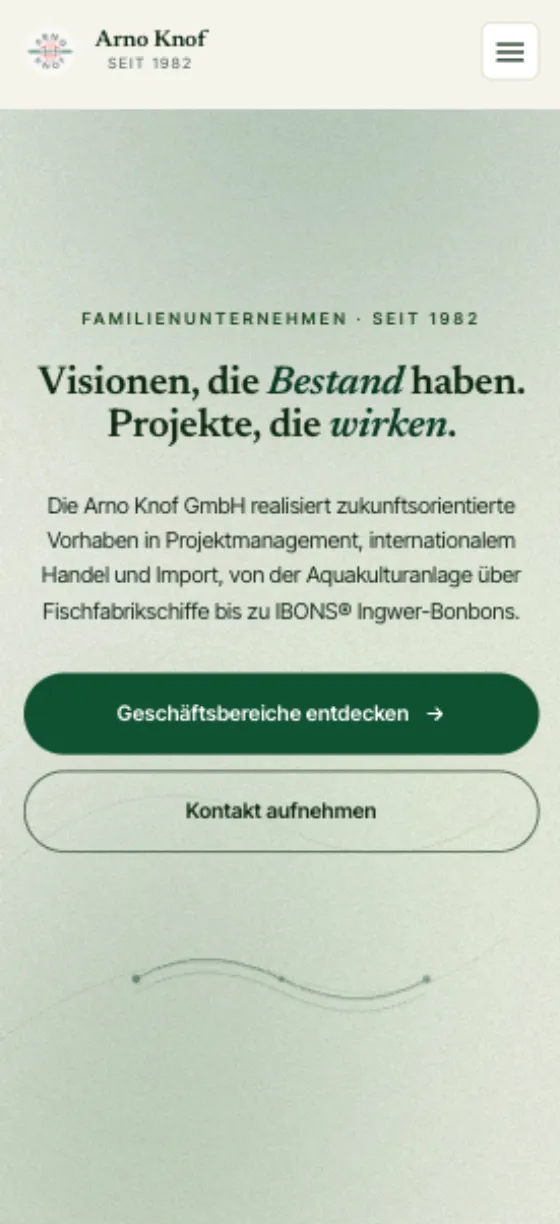 Arno Knof GmbH, Ansicht auf dem Smartphone