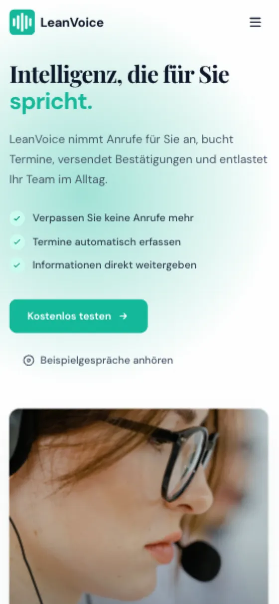 LeanVoice, Ansicht auf dem Smartphone