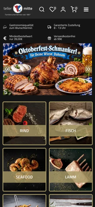 TELLERMITTE, Ansicht auf dem Smartphone