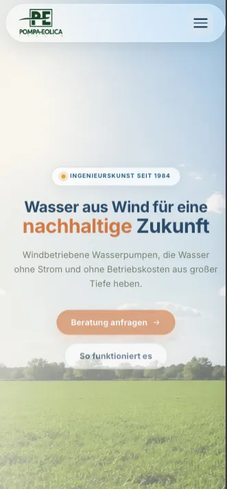 PE WINDWASSERPUMPE, Ansicht auf dem Smartphone