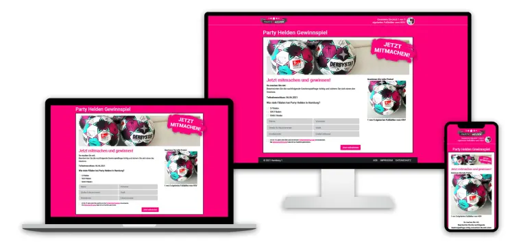 ADence Agentur Party Helden Gewinnspiel Webdesign