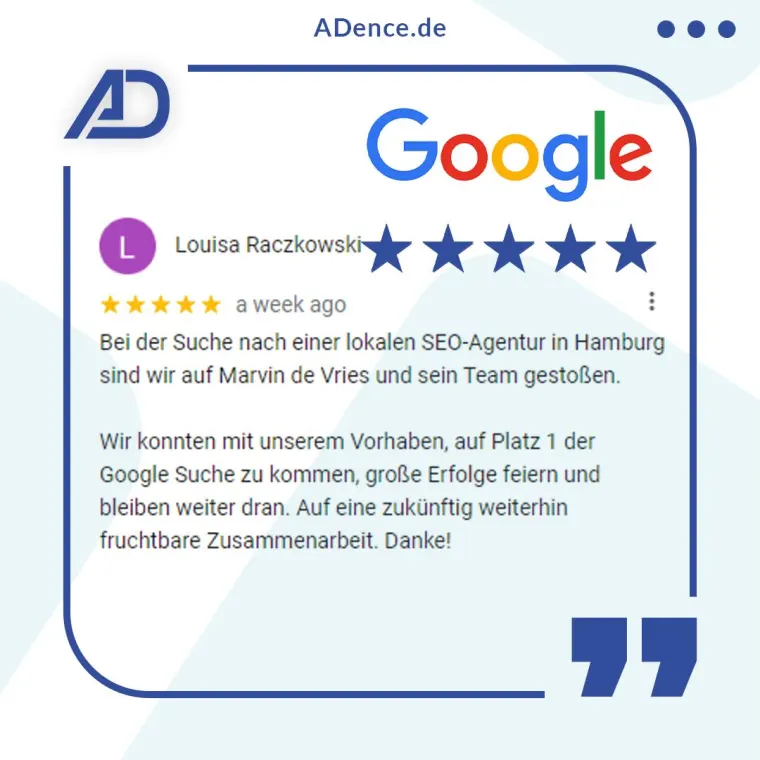 ADence Agentur Google Bewertung