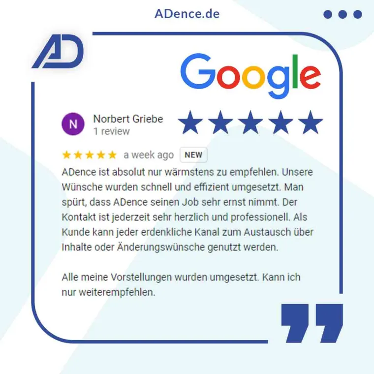 ADence Agentur Google Bewertung