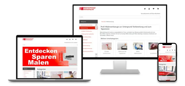 ADence Agentur Webdesign Malerwerkzeuge Onlineshop
